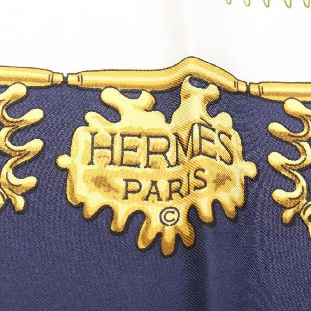 HERMES Authentic White Silk Scarf - Picture 2 of 7